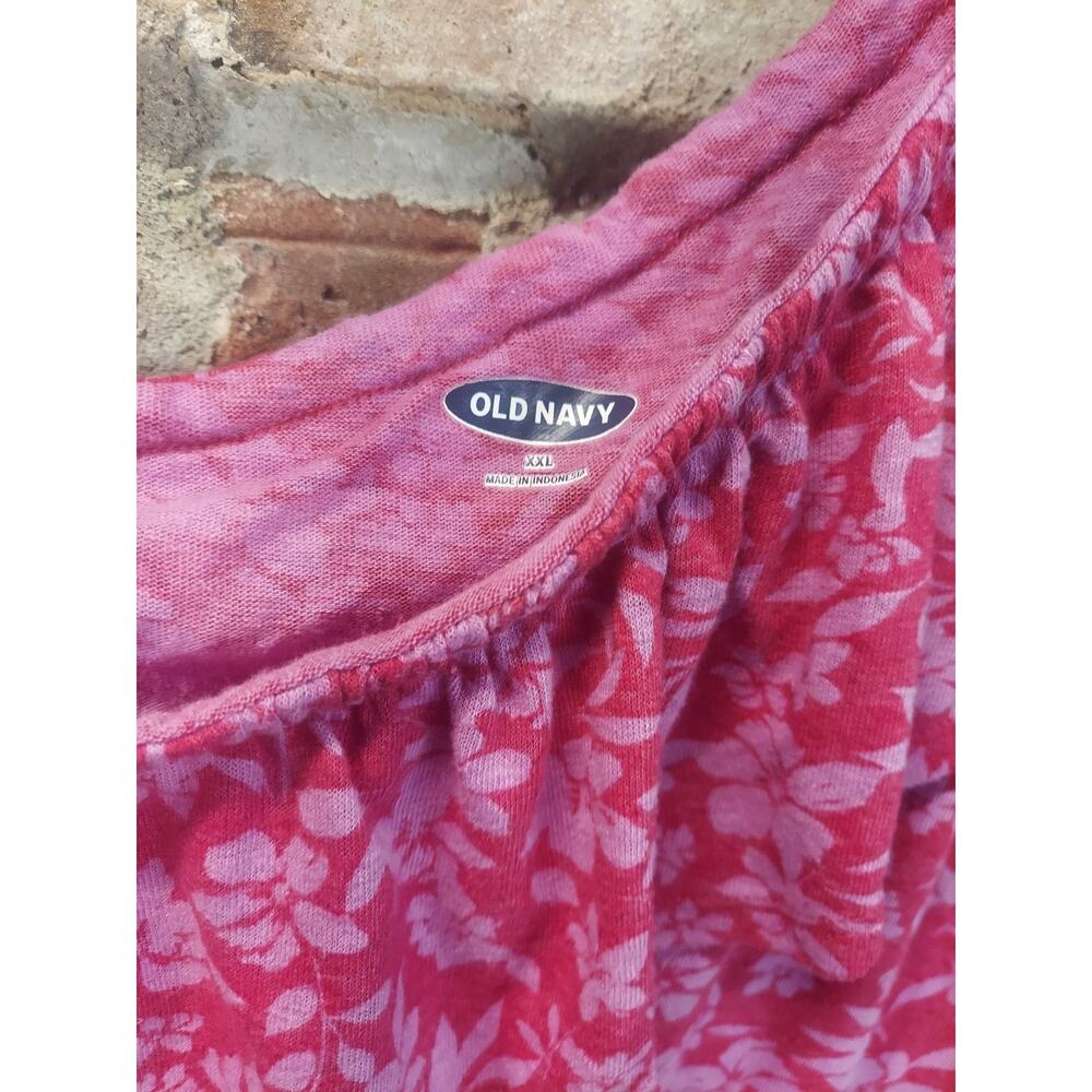 Old Navy Womens Off Shoulder Ruffle Top XXL Pink Floral One Strap Casual - Picture 2 of 3